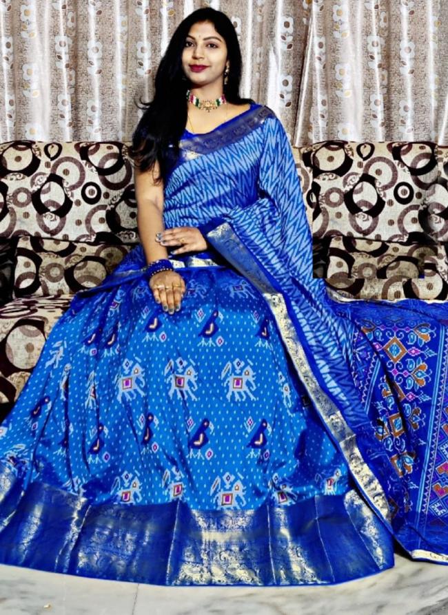 Dola Silk Sky Blue Traditional Wear Zari Work Lehenga Choli